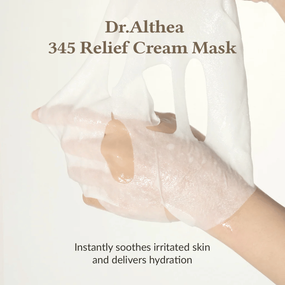 Dr. Althea 345 Relief Cream Mask celulosa vegana Sheet mask con esencia para mejor absorción y comodidad de la piel