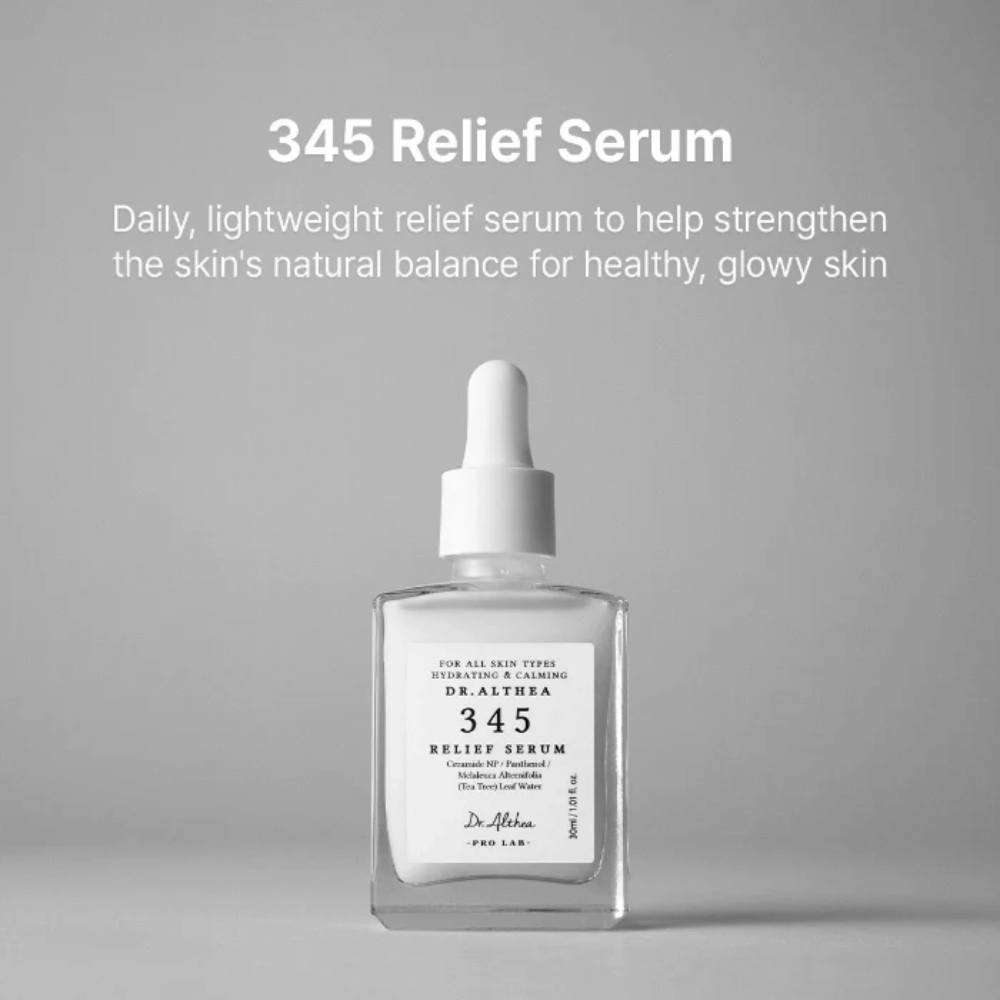 Dr. Althea 345 Relief Serum 30 ml – sérum hidratante ligero para piel sensible con ceramidas, pantenol y agua de tea tree.