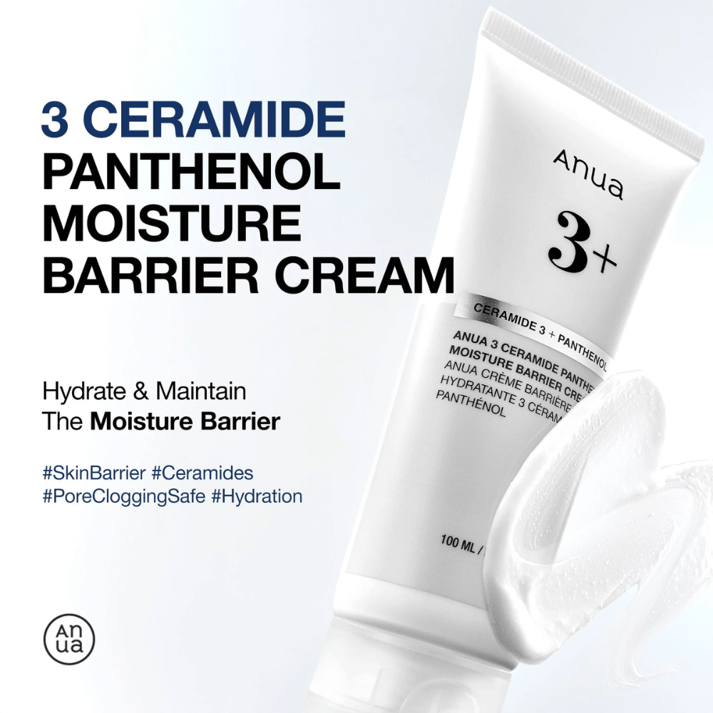 Anua 3 Ceramide Panthenol Moisture Barrier Cream – hidrata y fortalece la barrera protectora de la piel.