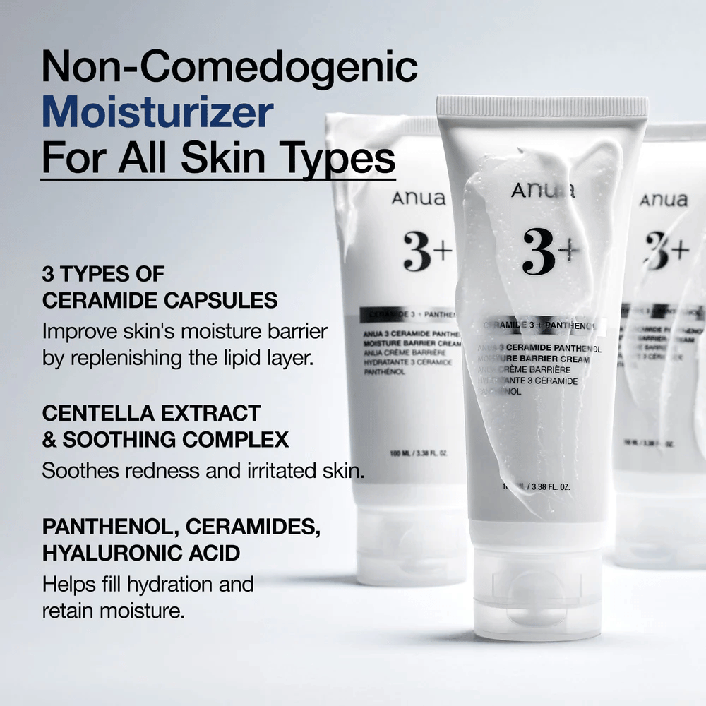 Anua 3 Ceramide Panthenol Cream – crema hidratante, calmante y no comedogénica para todo tipo de piel.