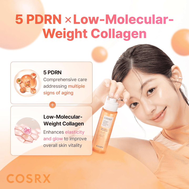 COSRX 5 PDRN Collagen Intense Vitalizing Serum con colágeno de bajo peso molecular que aporta una piel más firme, luminosidad y efecto antiedad