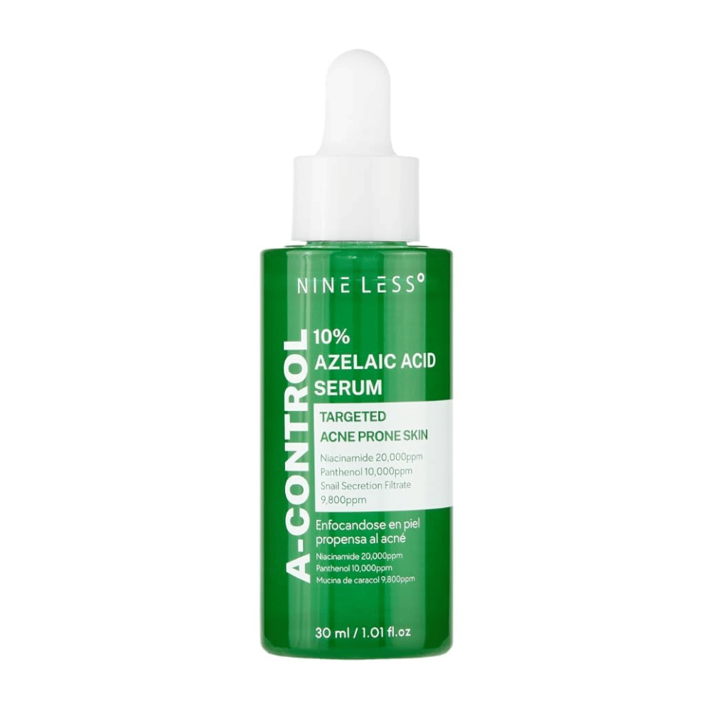 
NINELESS 10% Azelaic Acid Serum es un tratamiento específico para pieles propensas al acné. Formulado con ácido azelaico, niacinamida y pantenol, reduce el enrojecimiento y unifica el tono de la piel mientras hidrata y protege la barrera de la piel.