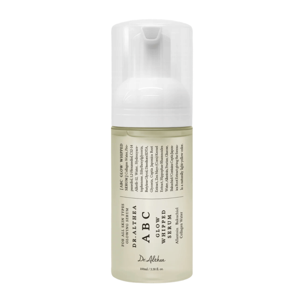 Imagen – producto recortado (Google Images importante)
Dr. Althea ABC Glow Whipped Serum en frasco con bomba con una textura mousse ligera que hidrata, unifica el tono de la piel y aporta glow.