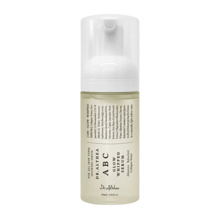 Imagen – producto recortado (Google Images importante)
Dr. Althea ABC Glow Whipped Serum en frasco con bomba con una textura mousse ligera que hidrata, unifica el tono de la piel y aporta glow.