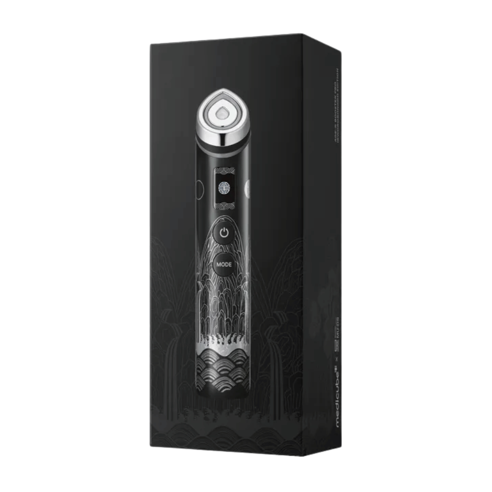 Medicube AGE-R Booster Pro APEC Edition aparato facial que estimula la piel, aumenta la absorción del sérum y proporciona una piel más firme y radiante.