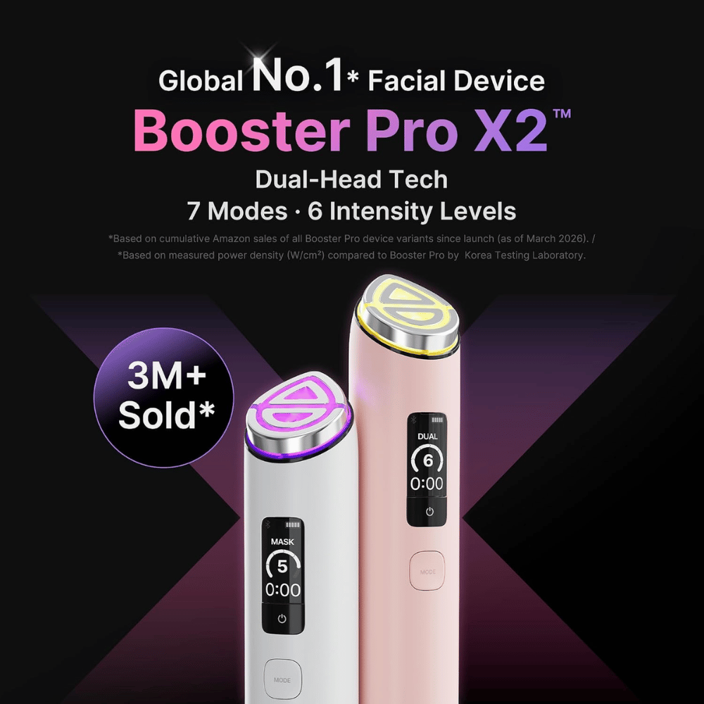 medicube AGE-R Booster Pro X2 dispositivo avanzado para el cuidado de la piel con tecnología de doble cabezal, siete modos de tratamiento y seis niveles de intensidad