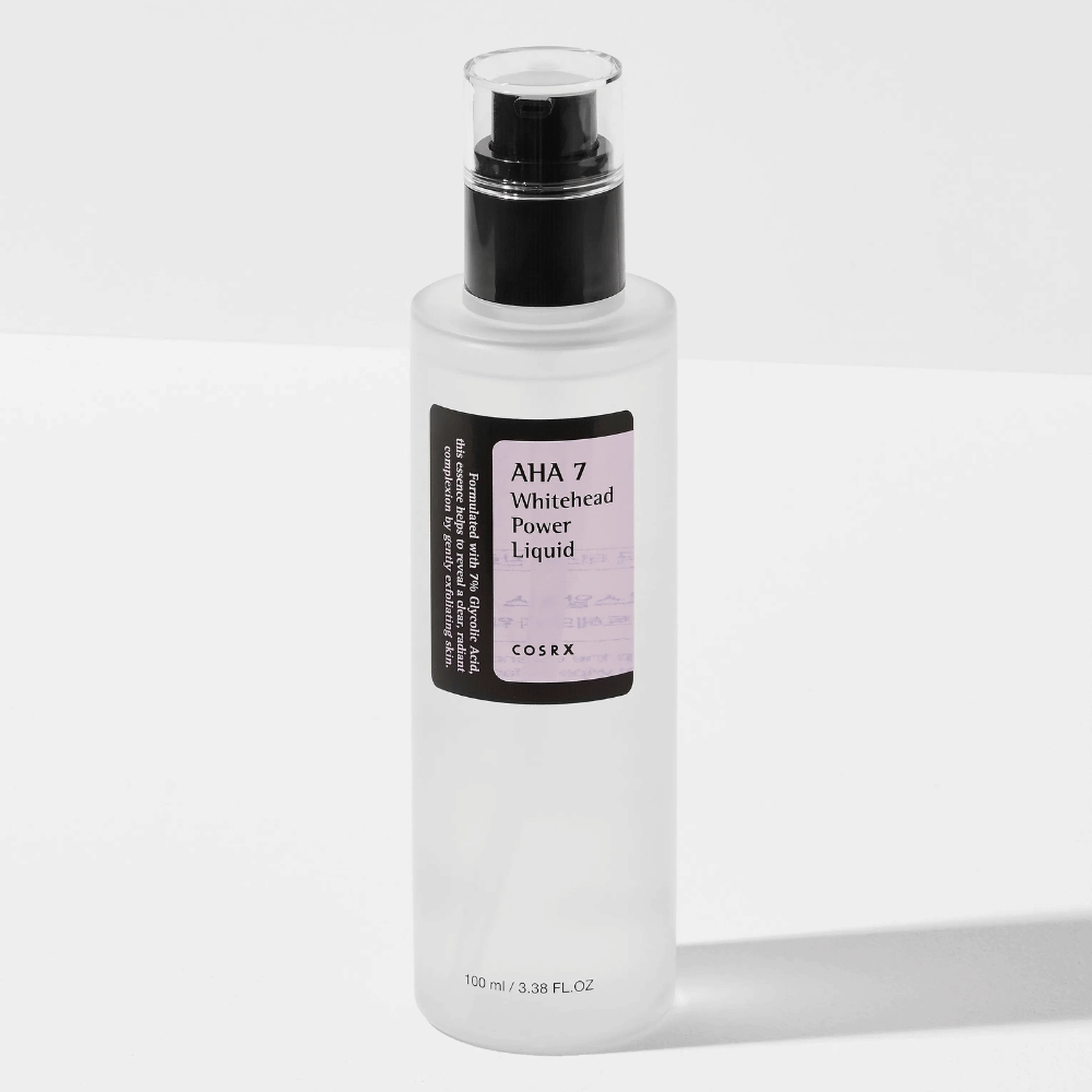 COSRX AHA 7 Whitehead Power Liquid 100 ml, exfoliante facial química con ácido glicólico que exfolia, reduce puntos negros y proporciona una piel más clara.