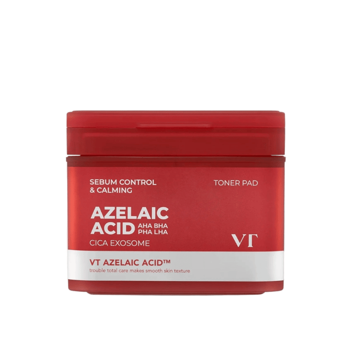 Imagen del producto de VT Azelaic Acid Cica Exosome Toner Pad – peeling diario suave que reduce el sebo y calma la piel.