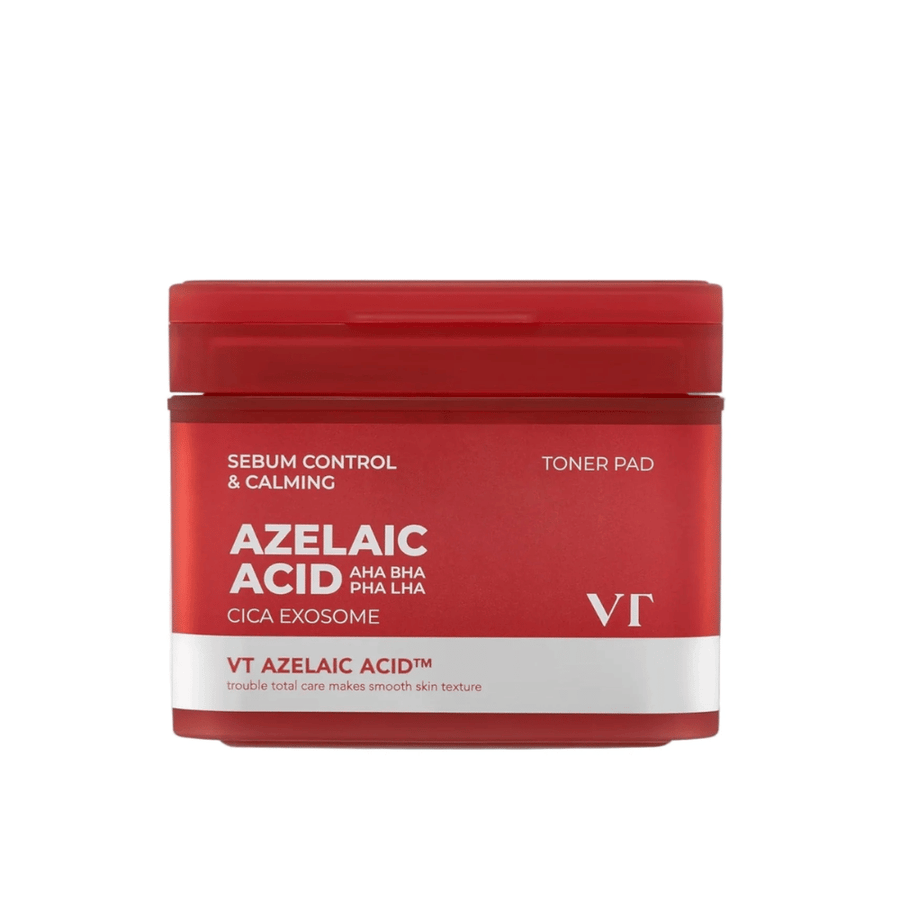 Imagen del producto de VT Azelaic Acid Cica Exosome Toner Pad – peeling diario suave que reduce el sebo y calma la piel.