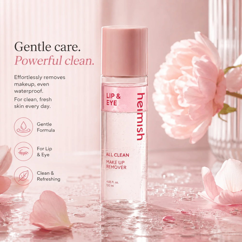 heimish All Clean Makeup Remover para la eliminación suave del maquillaje de ojos y labios con fórmula bifásica