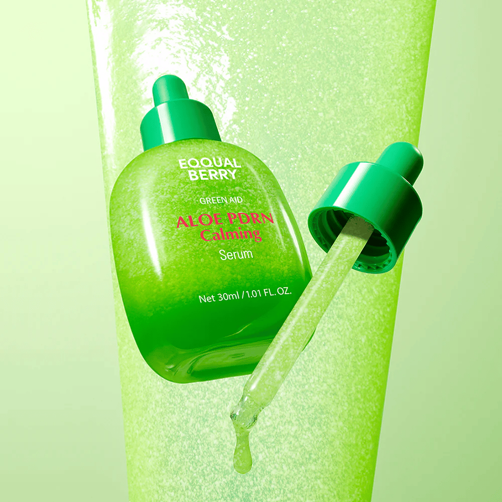 EQQUALBERRY Aloe PDRN Calming Serum 30 ml con pipeta – suero facial calmante con aloe y PDRN para una piel hidratada y equilibrada.