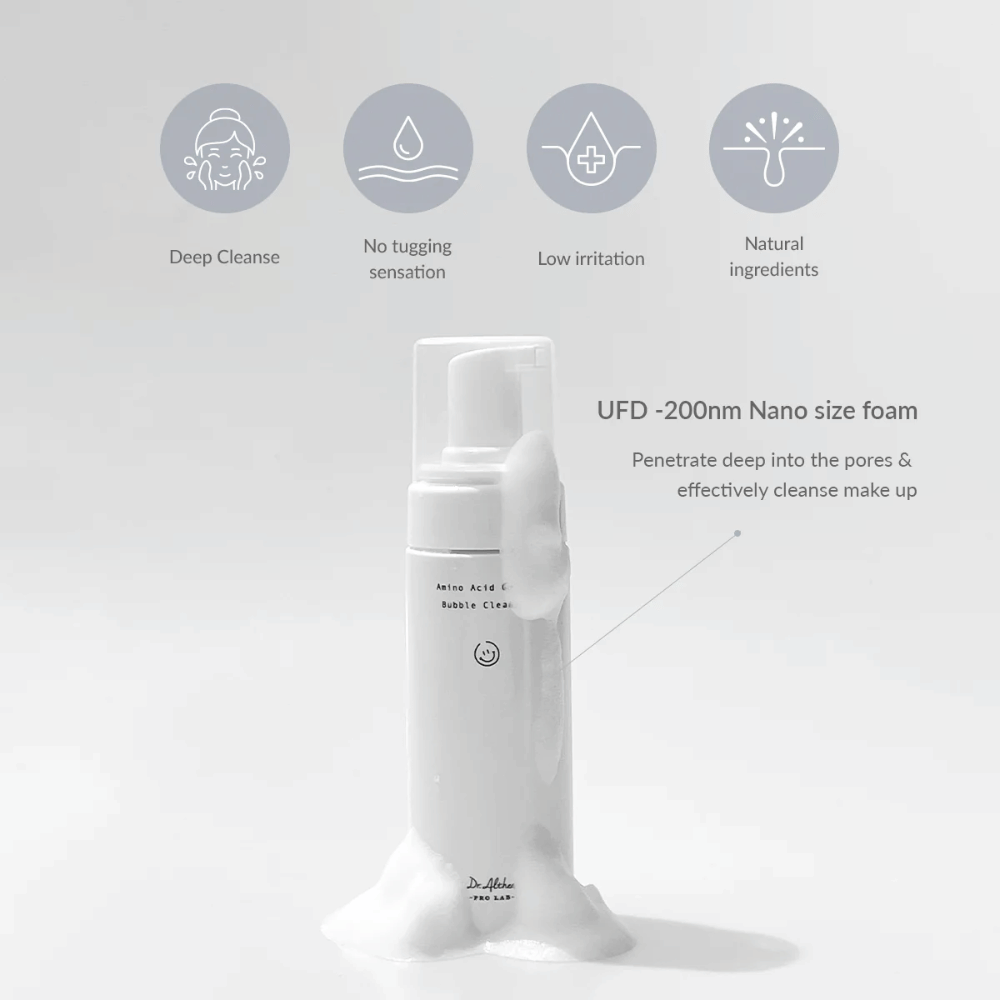 Dr. Althea Amino Acid Gentle Bubble Cleanser limpia en profundidad con burbujas de tamaño nano que penetran en los poros. Fórmula suave con ingredientes naturales - perfecto para piel sensible.