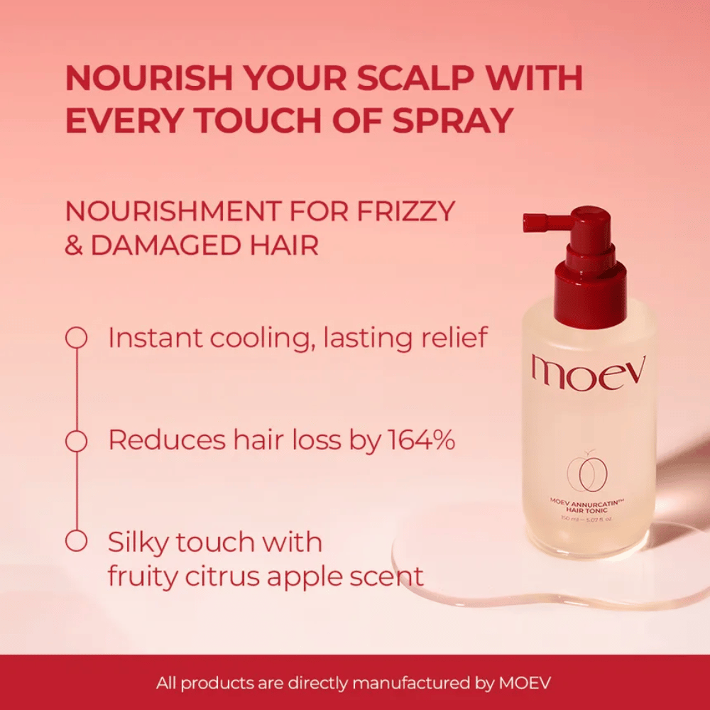 MOEV Annurcatin Hair Tonic – spray nutritivo que reduce la caída del cabello, refresca el cuero cabelludo y proporciona un fresco aroma a cítricos.
