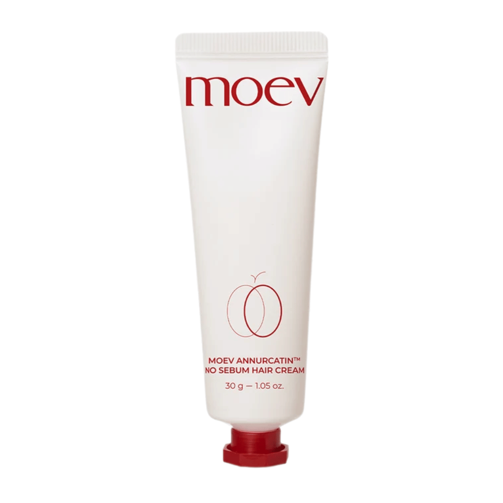 6. MOEV Annurcatin No Sebum Hair Cream 30 g – tubo blanco con texto rojo y tapón, contra el cabello graso