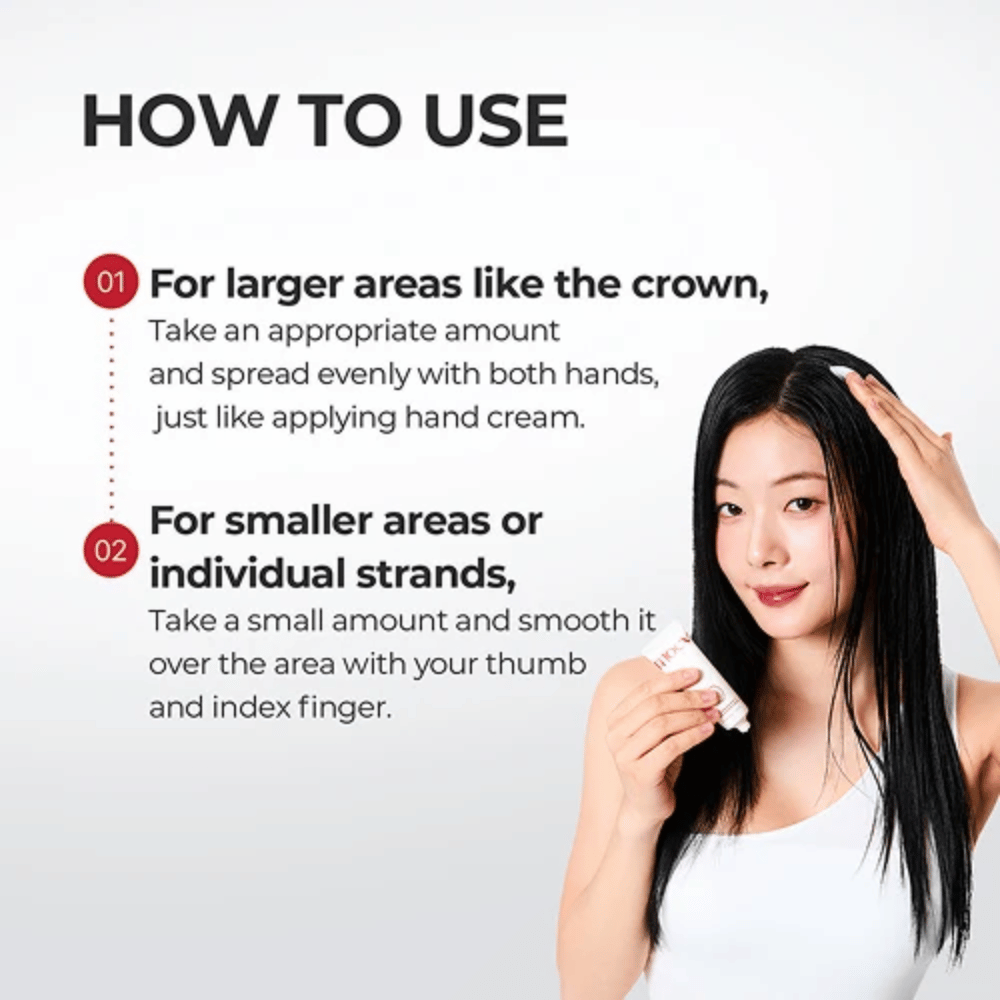 1. MOEV Annurcatin No Sebum Hair Cream – instrucciones para la aplicación en el cuero cabelludo y en mechones individuales de cabello