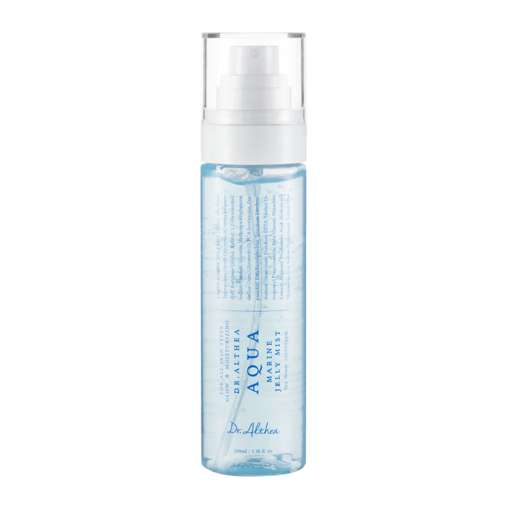 Imagen del producto de Dr. Althea Aqua Marine Jelly Mist con embalaje transparente y fórmula a base de gelatina