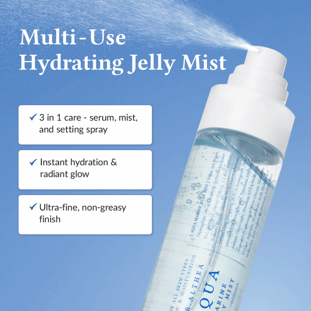 Dr. Althea Aqua Marine Jelly Mist como spray facial multifuncional para suero, mist y spray fijador en uno
