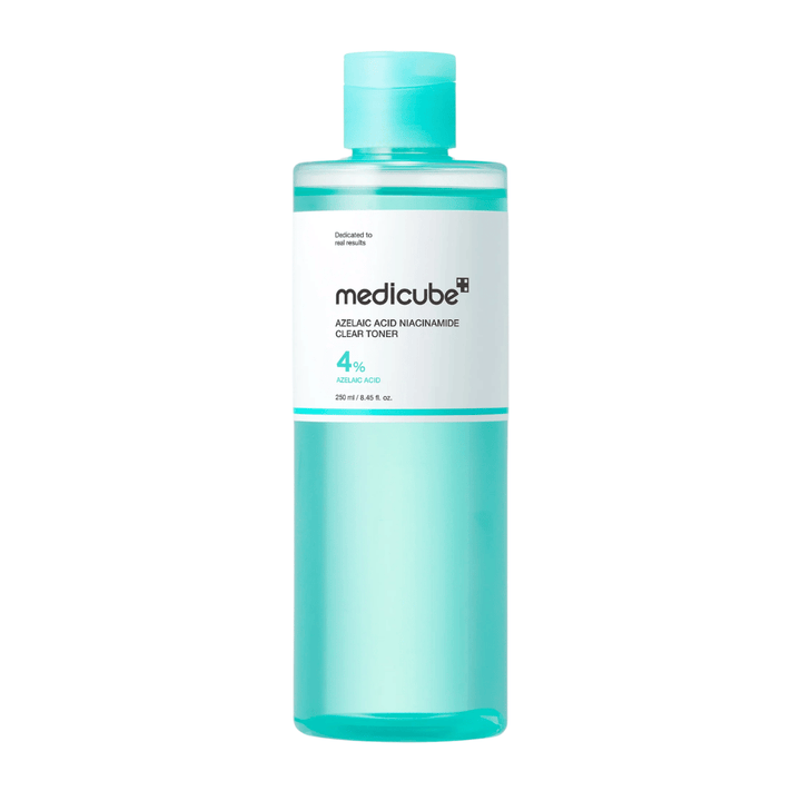 Medicube Azelaic Acid Niacinamide Clear Toner 250 ml con 4% de ácido azelaico, desarrollado para equilibrar la piel, reducir el exceso de grasa y proporcionar un tono de piel más uniforme.