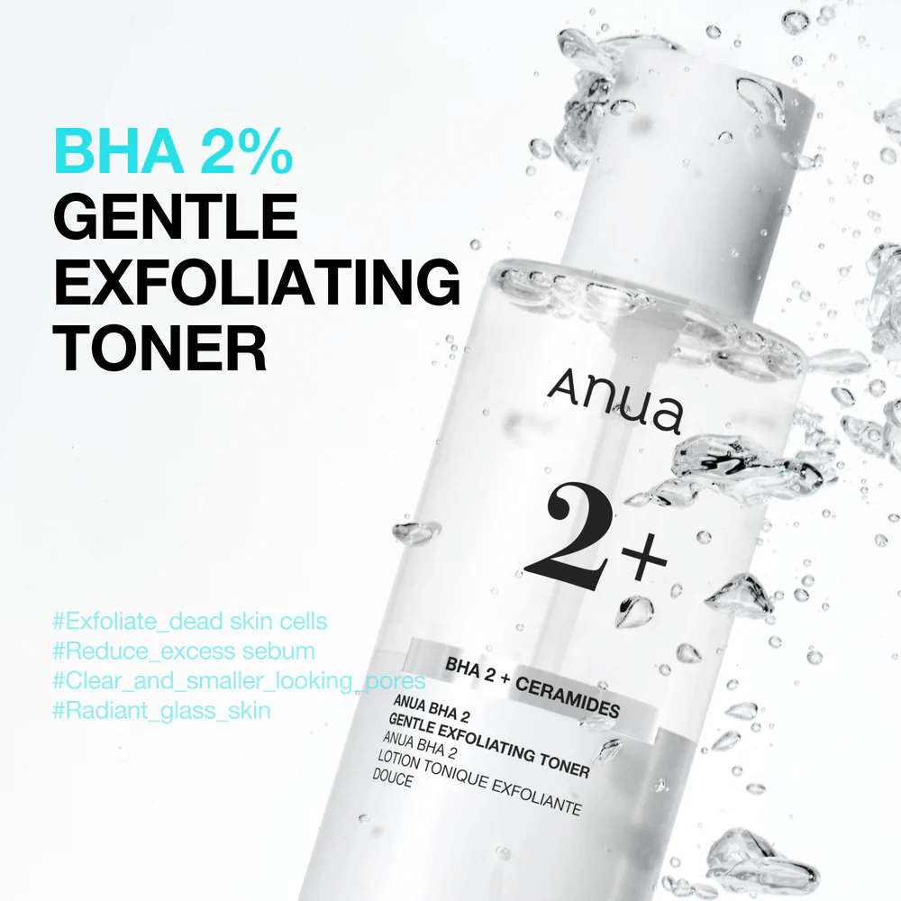 Anua BHA 2% Gentle Exfoliating Toner con ceramidas – tónico BHA suave que reduce los poros obstruidos y el exceso de sebo