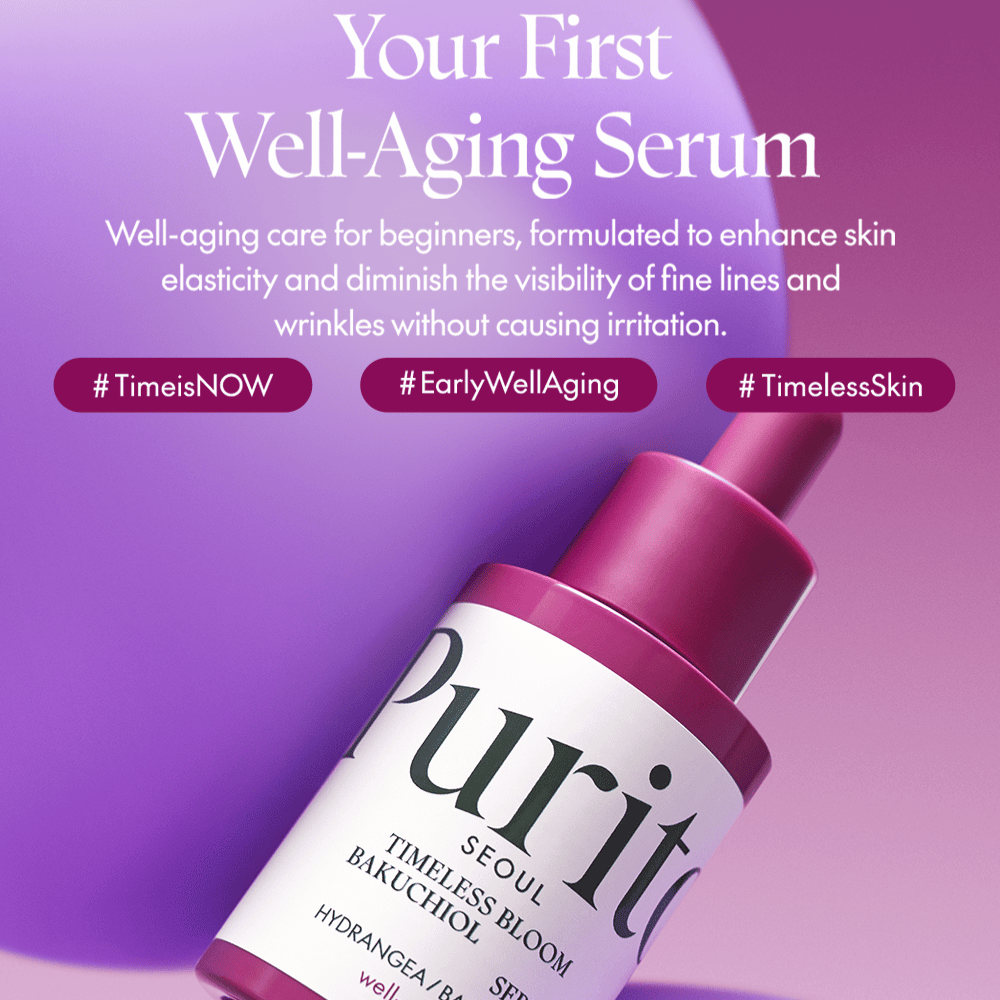 Purito Timeless Bloom Bakuchiol Serum es tu primera introducción al cuidado del envejecimiento saludable. Perfecto para principiantes, mejora la elasticidad de la piel y reduce la visibilidad de las líneas finas sin irritación. Experimenta la belleza atemporal con una fórmula suave y eficaz.