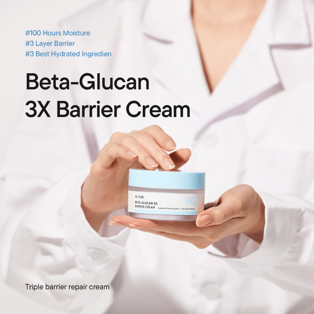 iUNIK Beta-Glucan 3X Barrier Cream crema facial hidratante para piel seca y sensible con triple cuidado de la barrera