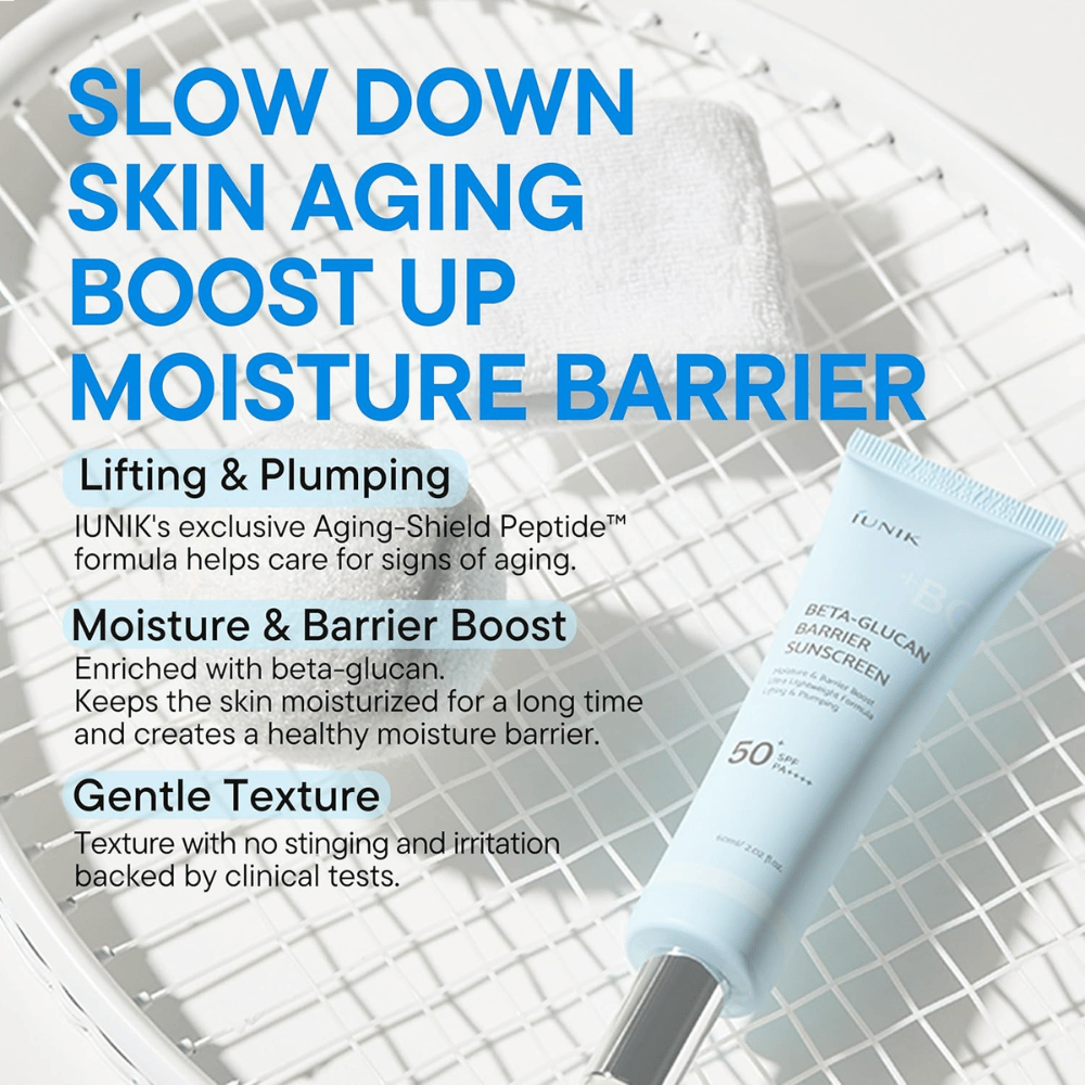 iUNIK Beta-Glucan Barrier Sunscreen SPF50+ PA++++ crema solar hidratante sin efecto blanquecino para todos los tonos de piel