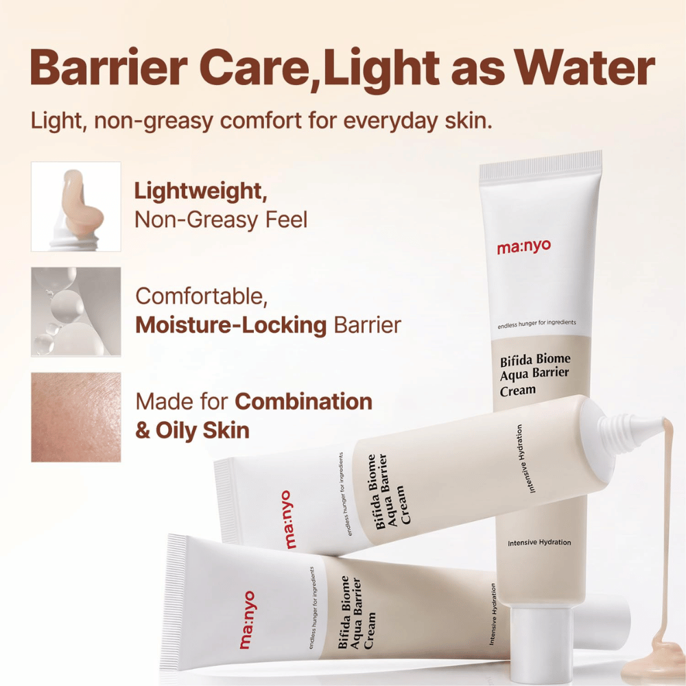 3. Ma:nyo Bifida Biome Aqua Barrier Cream – crema barrera hidratante de textura ligera para piel grasa y mixta