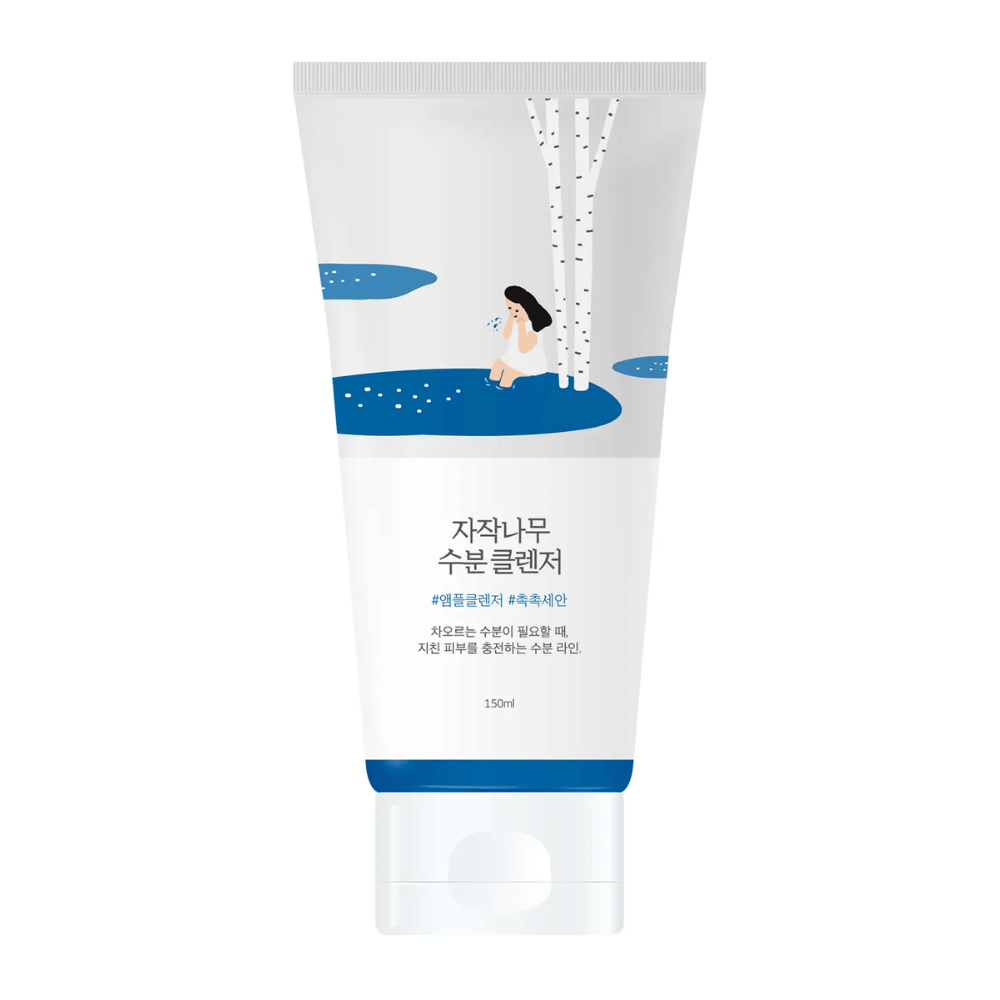 ROUND LAB Birch Juice Moisturizing Cleanser 150 ml en tubo, limpiador facial suave e hidratante con savia de abedul que limpia suavemente sin resecar la piel y es adecuado para todo tipo de piel, incluso piel sensible.