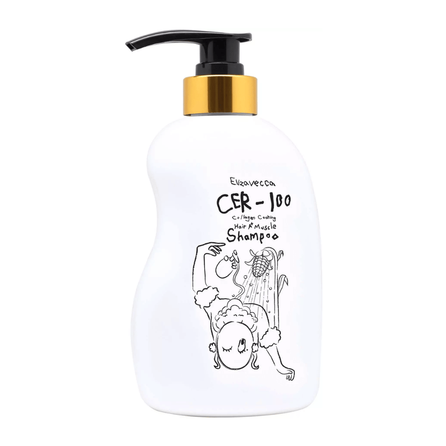 Elizavecca CER-100 Collagen Coating Hair A+ Muscle Shampoo – champú coreano de colágeno que fortalece el cabello y le da brillo