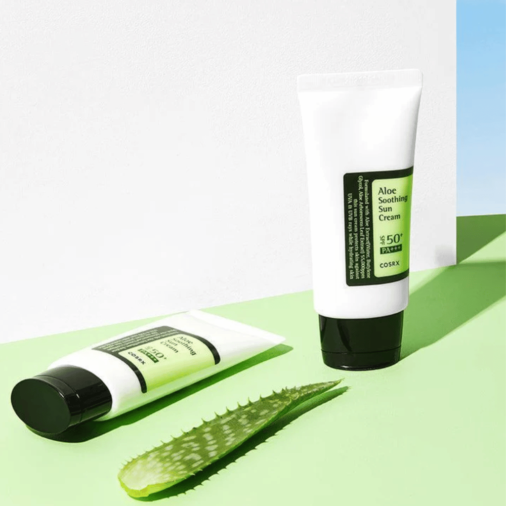 COSRX Aloe Soothing Sun Cream SPF50+ PA+++ – crema solar con aloe vera para piel sensible, protección UVA y UVB