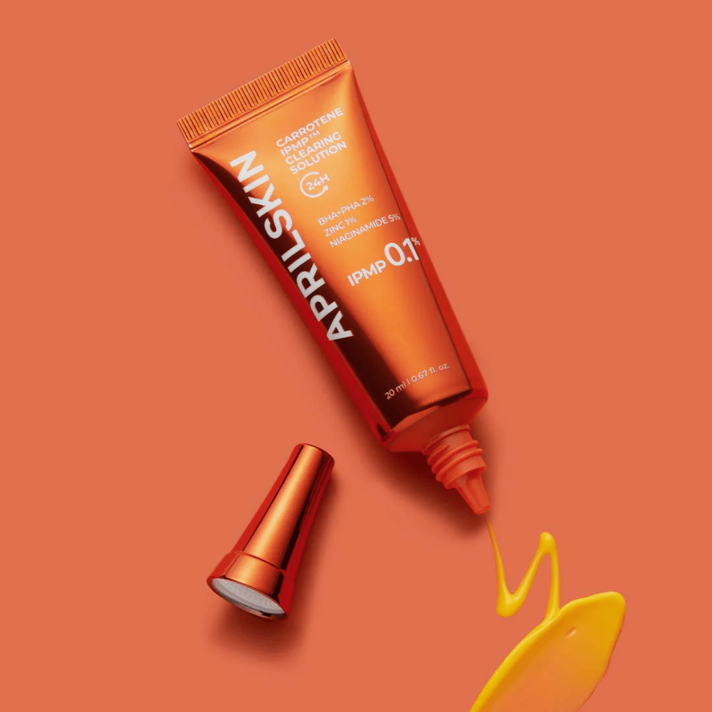 APRILSKIN Carrotene IPMP Clearing Solution en tubo con fórmula amarilla, spot treatment contra el acné con BHA PHA 2 %, zinc y niacinamida