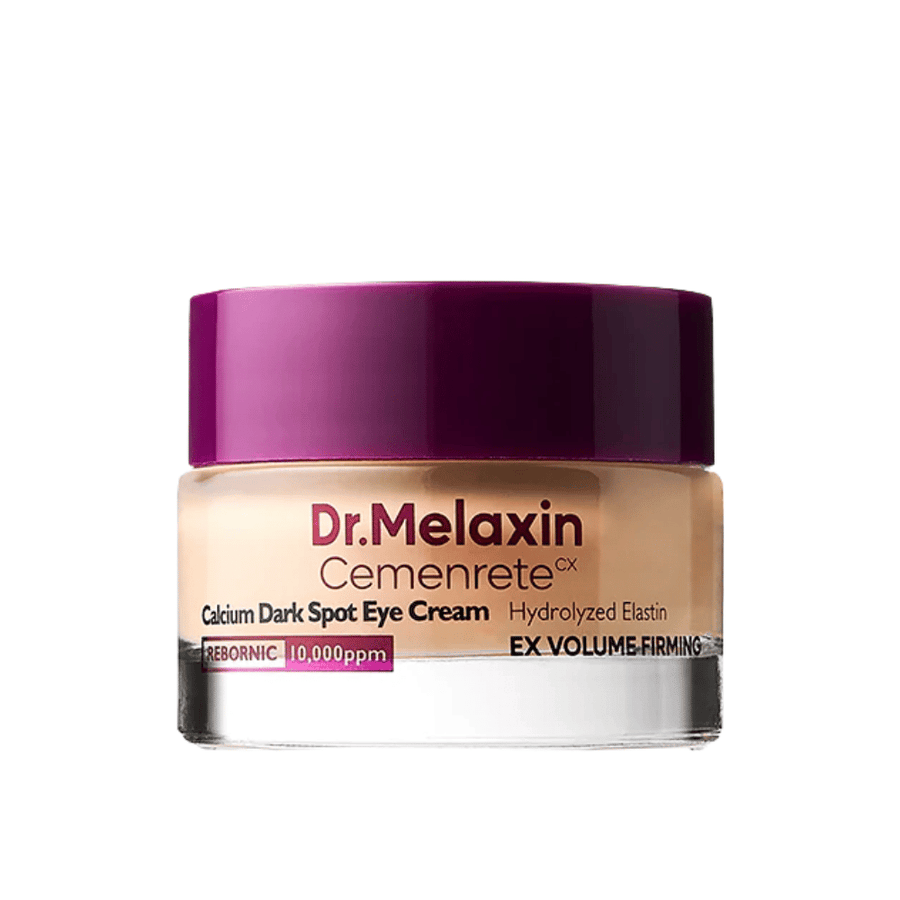 Dr.Melaxin Cemenrete Calcium Dark Spot Eye Cream en vista completa contra fondo blanco, contorno de ojos coreana que combate la pigmentación, piel cansada y signos de envejecimiento.