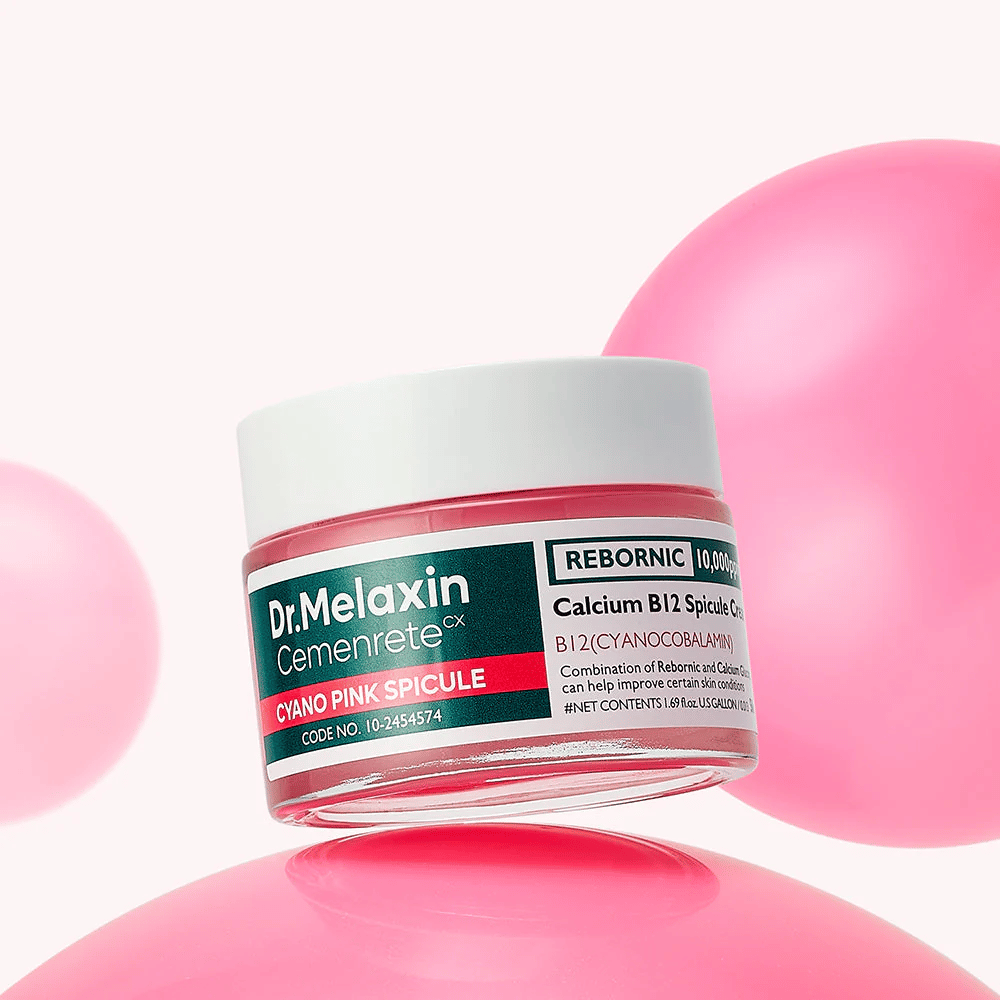 Dr. Melaxin Cemenrete Cyano Pink Spicule Cream con cianocobalamina y espículas que ayudan a la piel a renovarse y obtener un tono más uniforme.