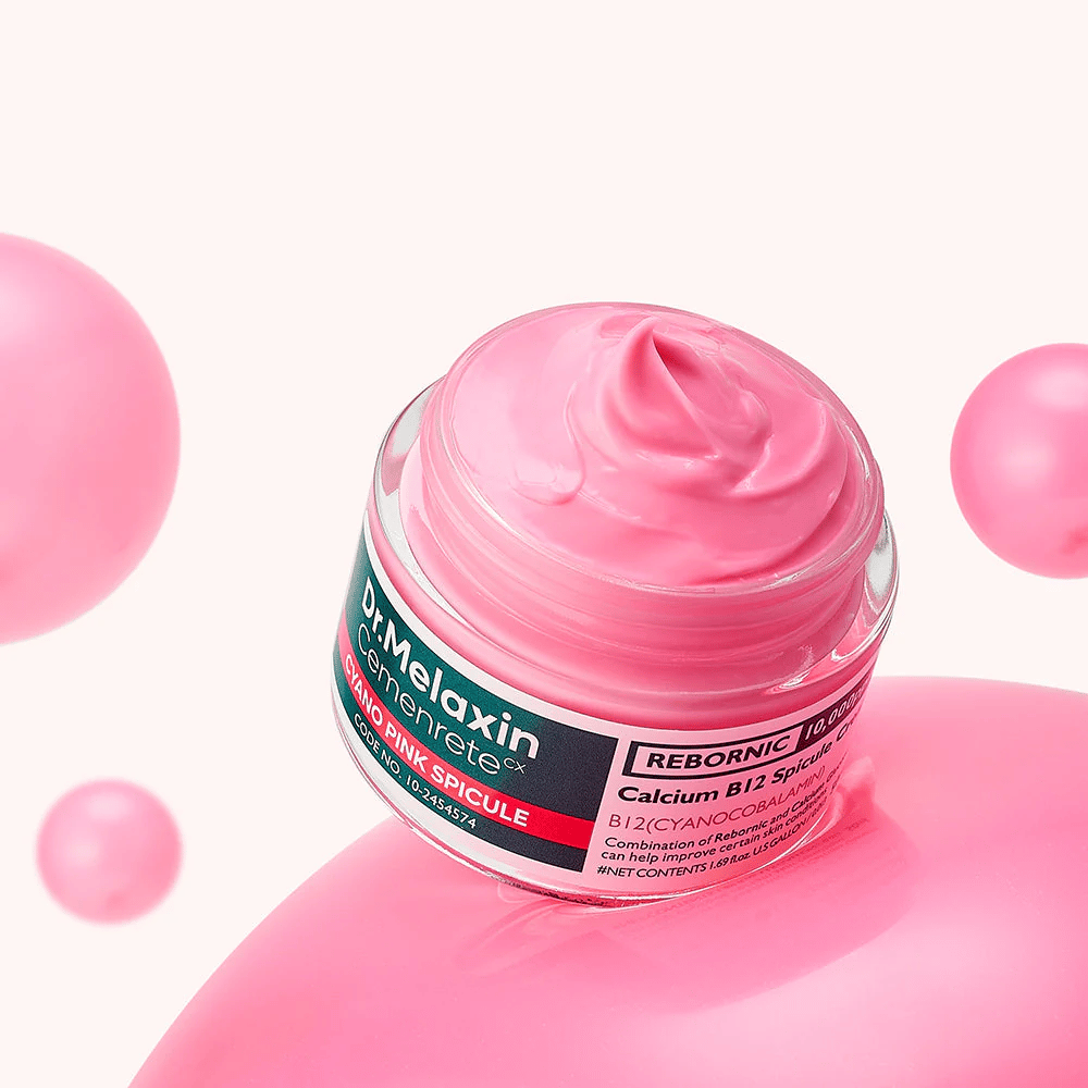 Dr. Melaxin Cemenrete Cyano Pink Spicule Cream con tecnología de B12 y espículas que da brillo, mejora la estructura de la piel y fortalece la piel.