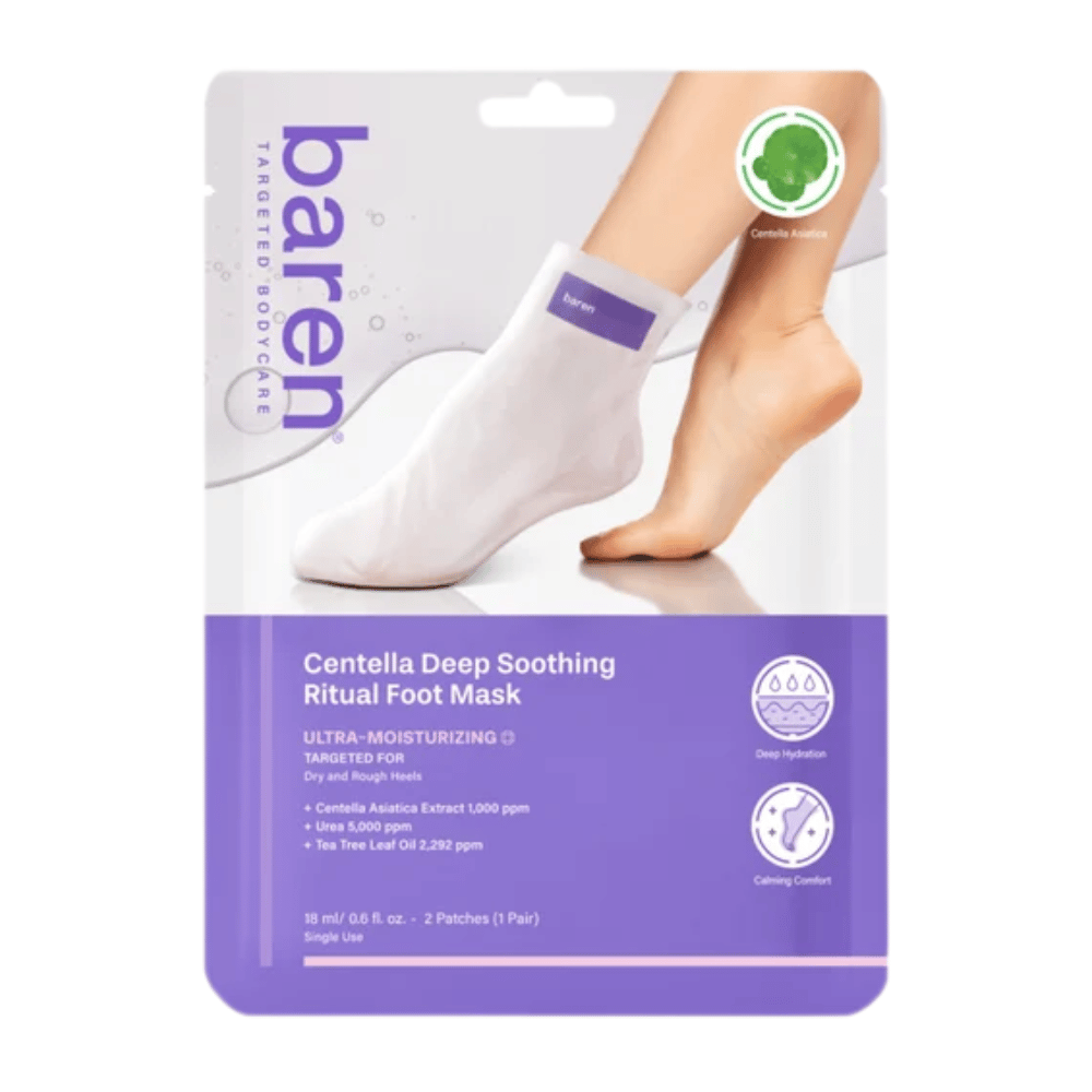 9. Baren Centella Deep Soothing Ritual Foot Mask 18 ml – mascarilla hidratante para pies con centella asiática y urea para pies secos y ásperos