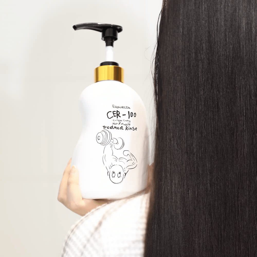 Elizavecca CER-100 Collagen Coating Hair Muscle Treatment Rinse – bálsamo reparador con colágeno para cabello largo, seco y dañado
