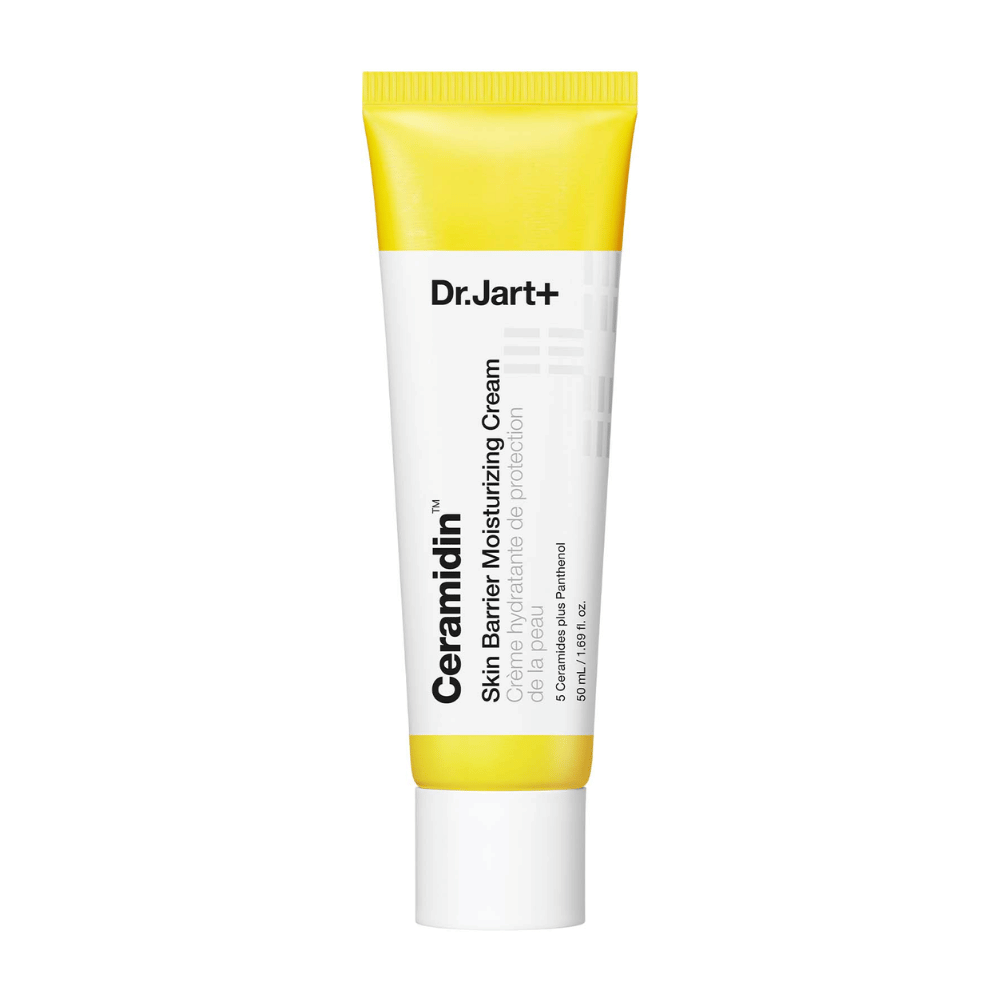 Tubo con Dr. Jart+ Ceramidin Skin Barrier Moisturizing Cream, crema hidratante.
