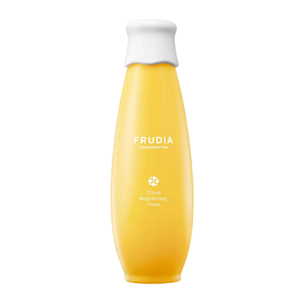 FRUDIA Citrus Brightening Toner 195 ml – tónico facial coreano con cítricos y vitamina C que aclara el tono de la piel, hidrata y proporciona un brillo fresco y uniforme.