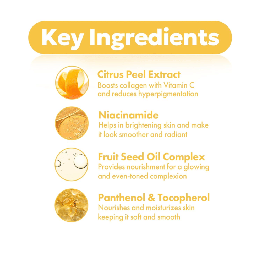 FRUDIA Citrus Brightening Toner – ingredientes clave como extracto de cáscara de cítricos, niacinamida, complejo de aceite de semilla de frutas y pantenol y tocoferol para una piel más clara y uniforme.