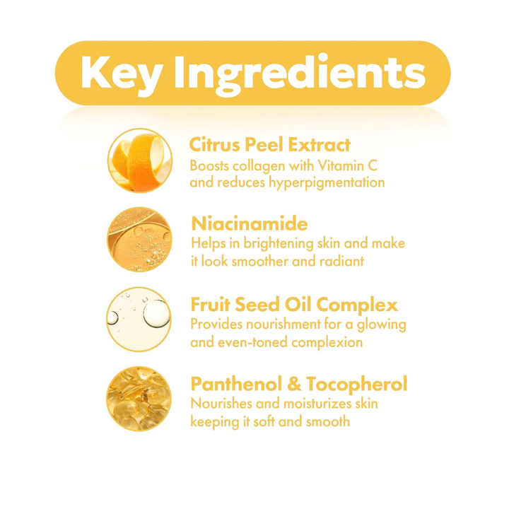 FRUDIA Citrus Brightening Toner – ingredientes clave como extracto de cáscara de cítricos, niacinamida, complejo de aceite de semilla de frutas y pantenol y tocoferol para una piel más clara y uniforme.