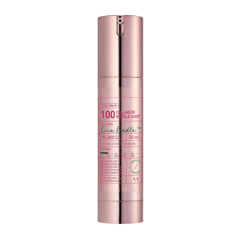 Imagen del producto en VT Collagen Reedle Shot 100 – 50 ml. Mejora la elasticidad y suavidad de la piel con microagujas de colágeno.
