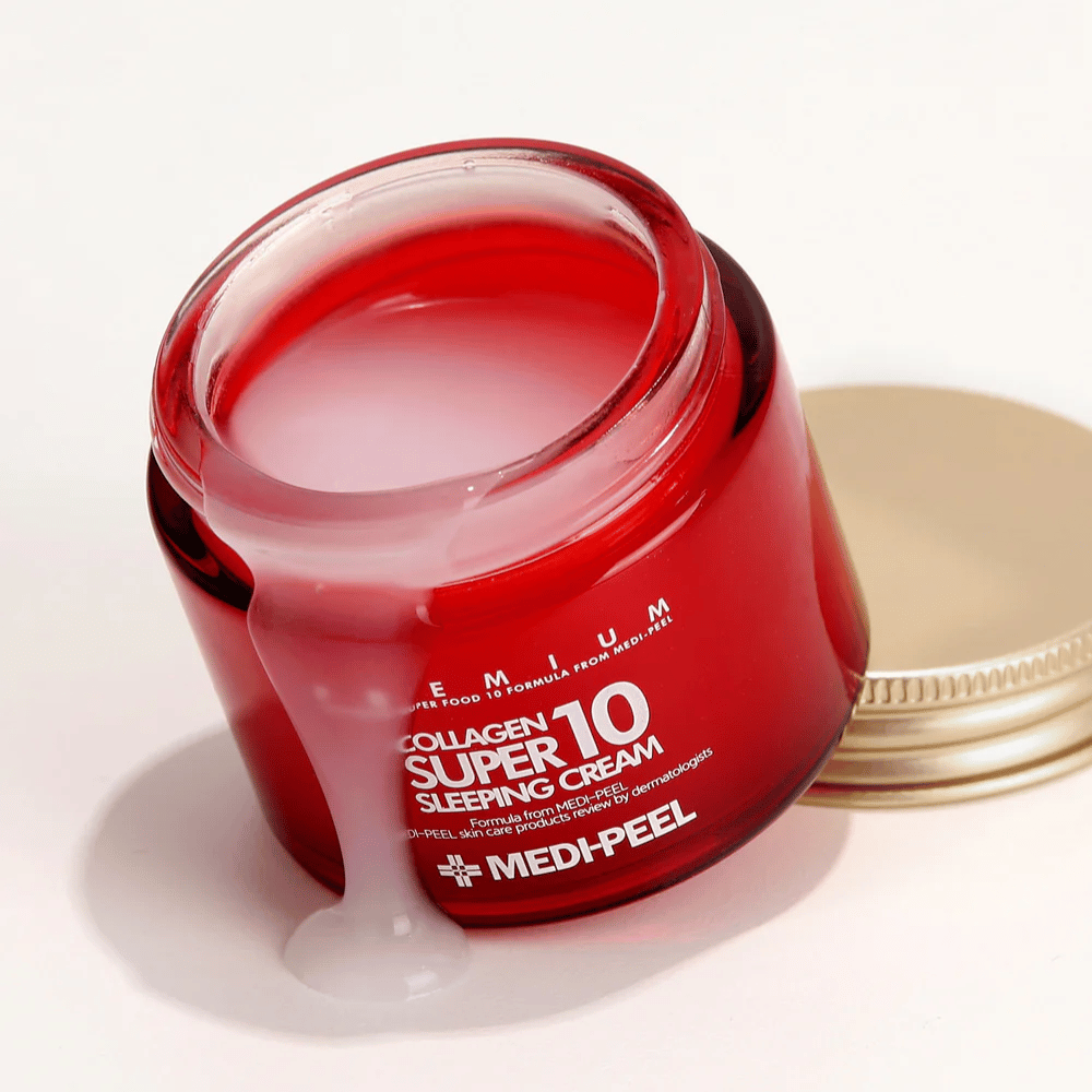 MEDI-PEEL Collagen Super 10 Sleeping Cream – crema de noche coreana con colágeno que hidrata, fortalece la barrera cutánea y proporciona elasticidad durante la noche.