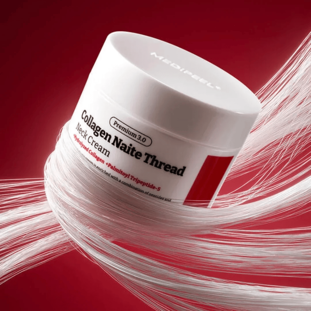 MEDIPEEL Collagen Naite Thread Neck Cream Premium 3.0 – crema reafirmante para el cuello con colágeno hidrolizado y péptidos que mejoran la elasticidad de la piel y reducen las líneas visibles en el cuello y el escote.