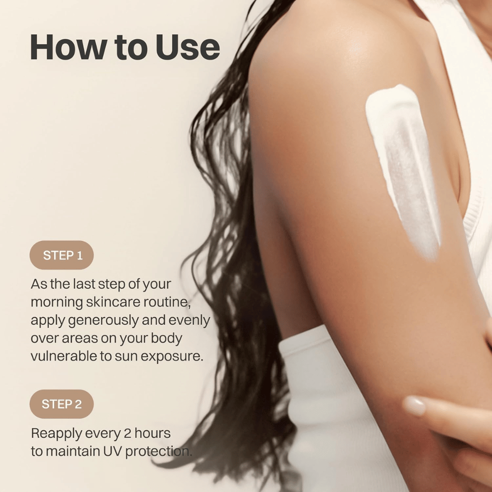 Beauty of Joseon Comfort Protection Mineral Body Sun Lotion SPF30 se aplica en el brazo