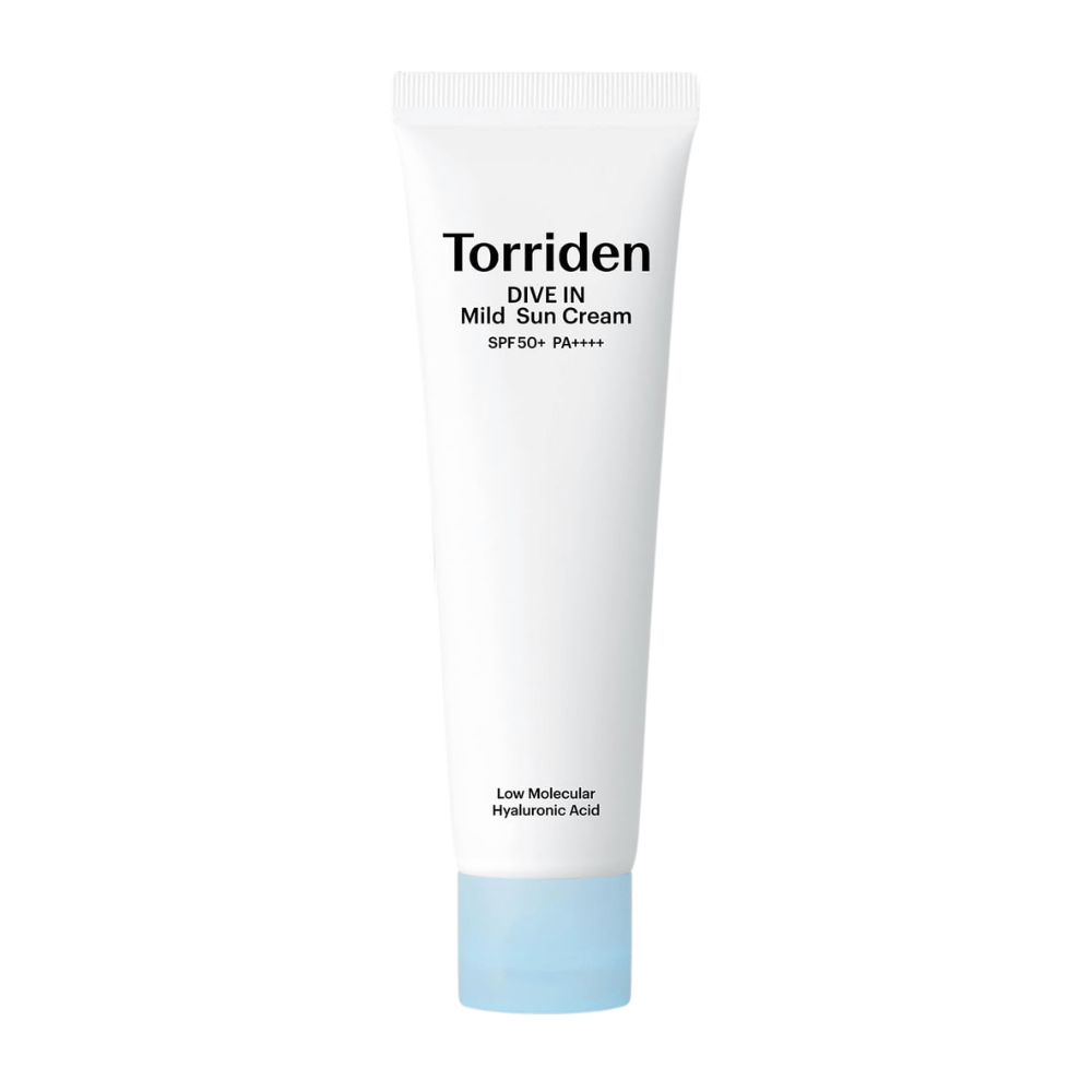 Imagen limpia del producto de Torriden DIVE-IN Mild Sun Cream sobre un fondo blanco.