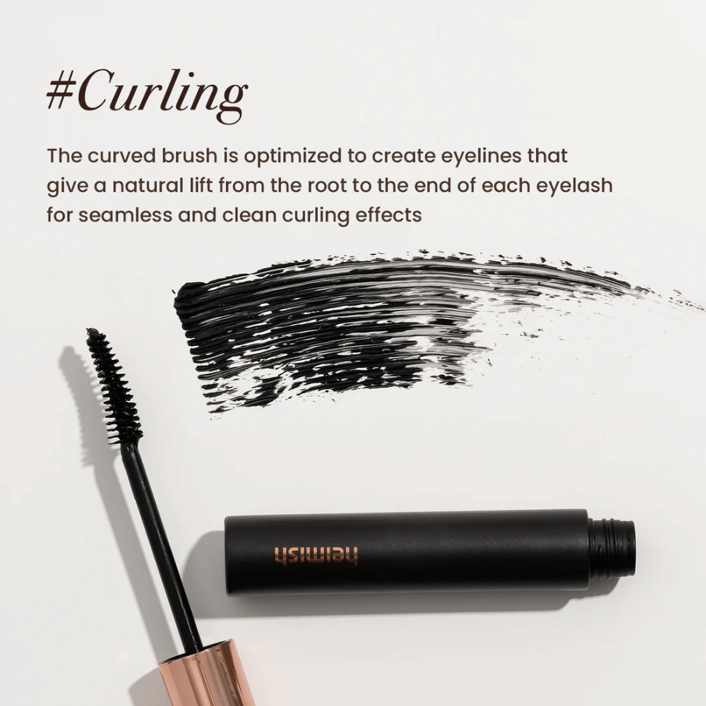Heimish Dailism Smudge Stop Mascara Rizado con cepillo curvado que levanta y da forma a las pestañas para un resultado de rizado natural pero duradero.