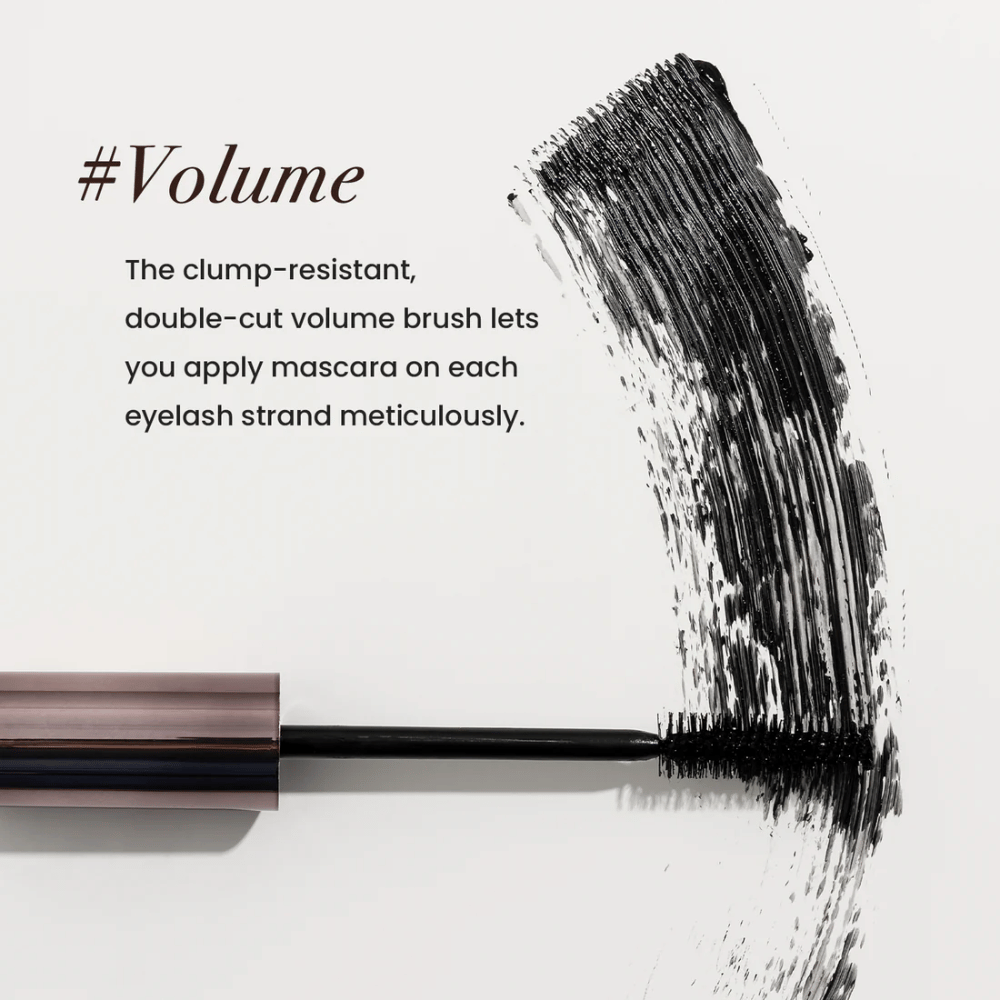 Heimish Dailism Smudge Stop Mascara Volumen con cepillo de volumen que separa las pestañas y crea un volumen abundante sin grumos.