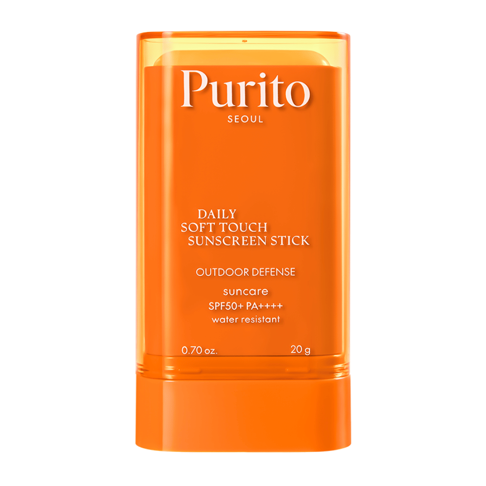 Purito Daily Soft Touch Sunscreen Stick – protector solar en forma de barra con SPF50+ PA++++. Resistente al agua, acabado sedoso y perfecto para tanto el rostro como el cuerpo. También es adecuado para pieles sensibles.