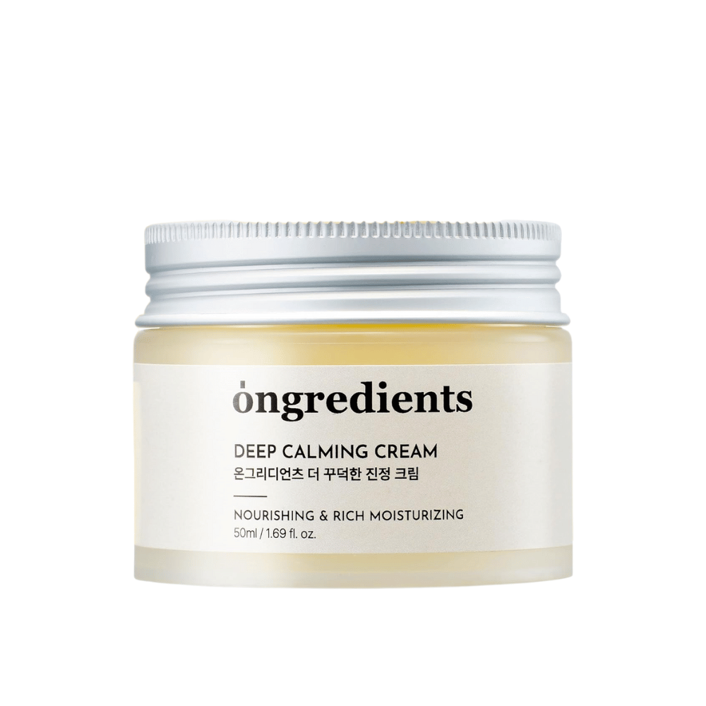 Ongredients Deep Calming Cream – crema hidratante vegana con manteca de karité y centella para nutrir, calmar y fortalecer la barrera cutánea.