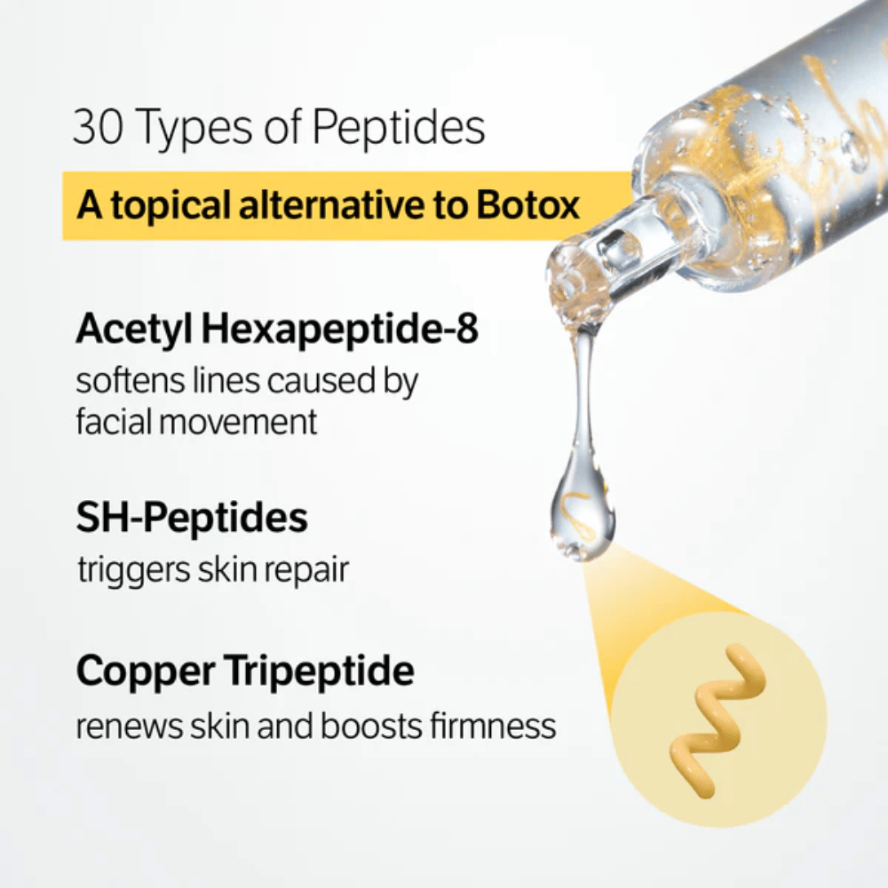 SUNGBOON EDITOR Deep Collagen Silk Peptide Intensive Ampoule con 30 tipos de péptidos que ayudan a reducir líneas finas, fortalecer la piel y mejorar la textura de la piel.